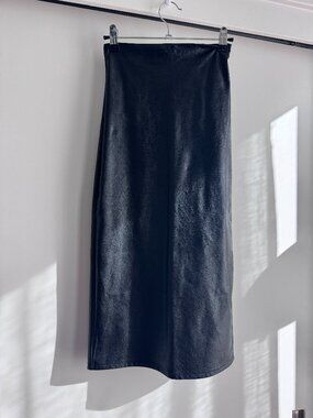 Black Leather Commando Pencil Skirt